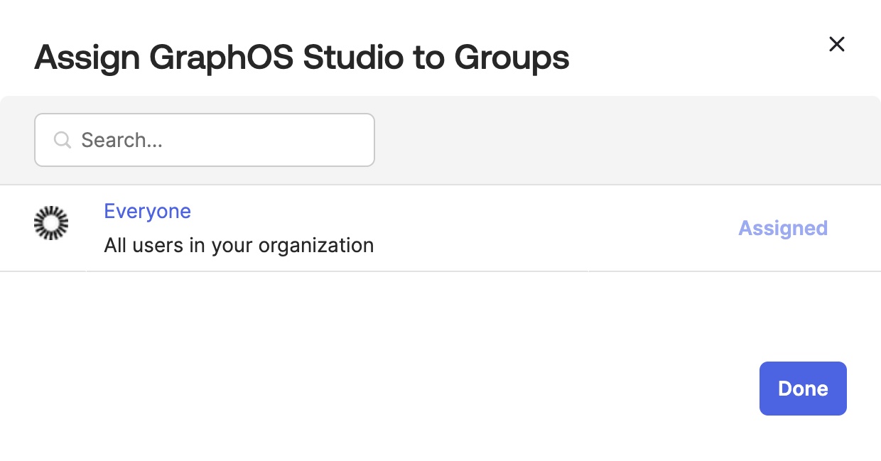 GraphOS Studio Okta integration assignment settings